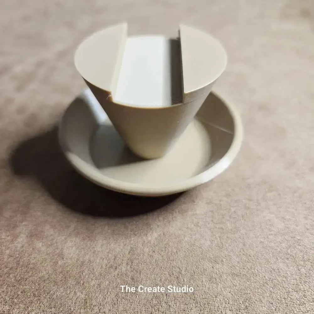 Beige plastic beekeeping hive ant trap water bath with cone funnel and saucer base for ant control