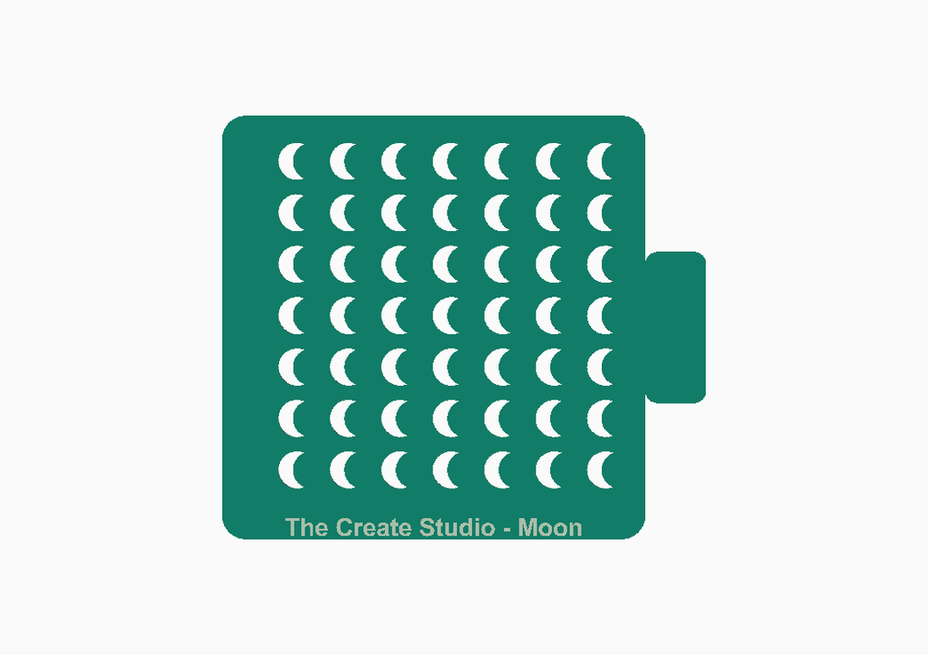 The Create Studio moon shape stencil featuring multiple crescent designs for creative baking projects