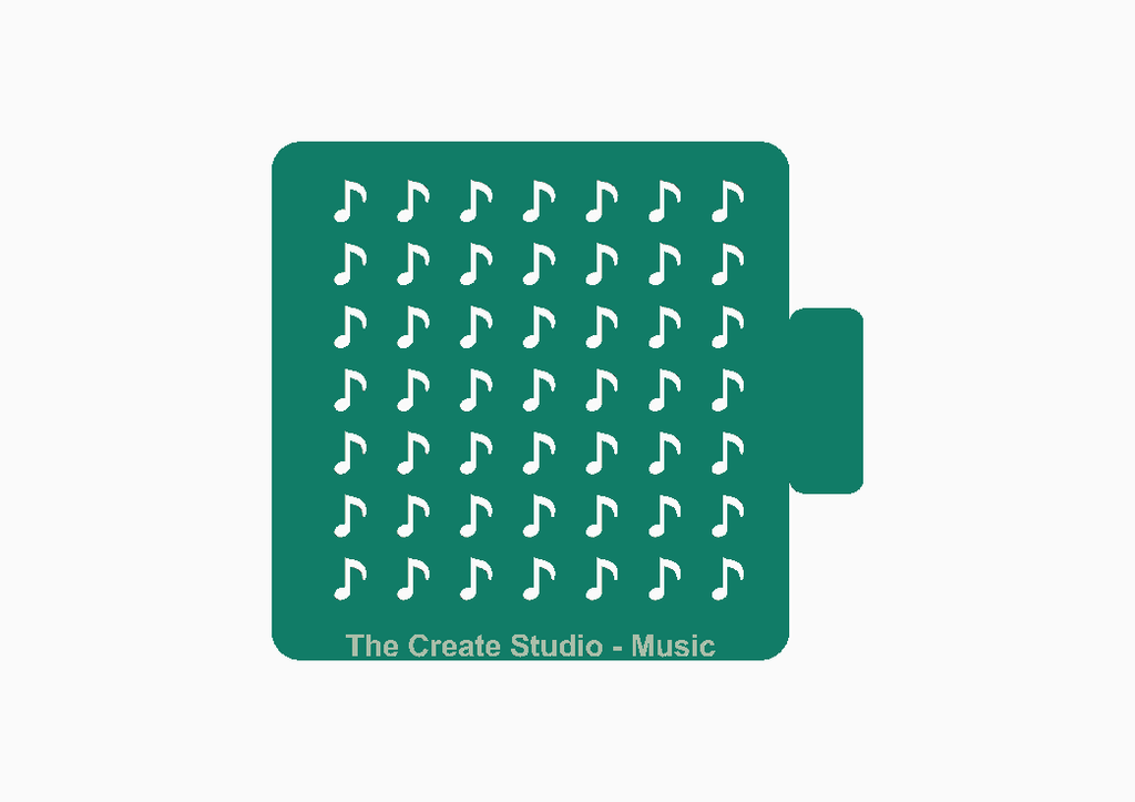 Music note stencil for crafts by The Create Studio, featuring a repeating pattern of music notes