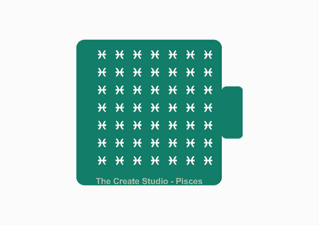 Pisces stencil for crafts by The Create Studio featuring intricate zodiac design holes