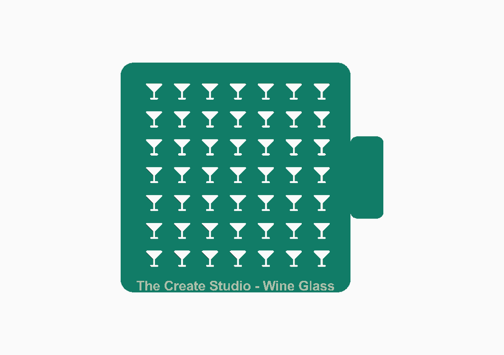 The Create Studio wine glass stencil for crafts featuring multiple wine glass designs