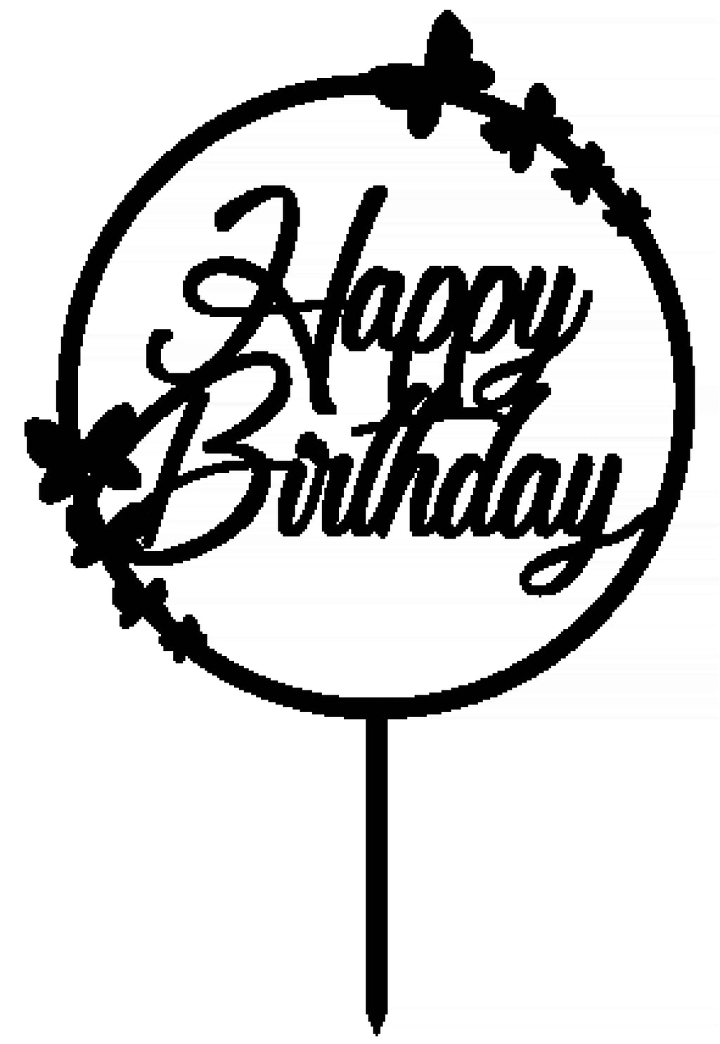 Circular Butterfly Design - Birthday Cake Topper