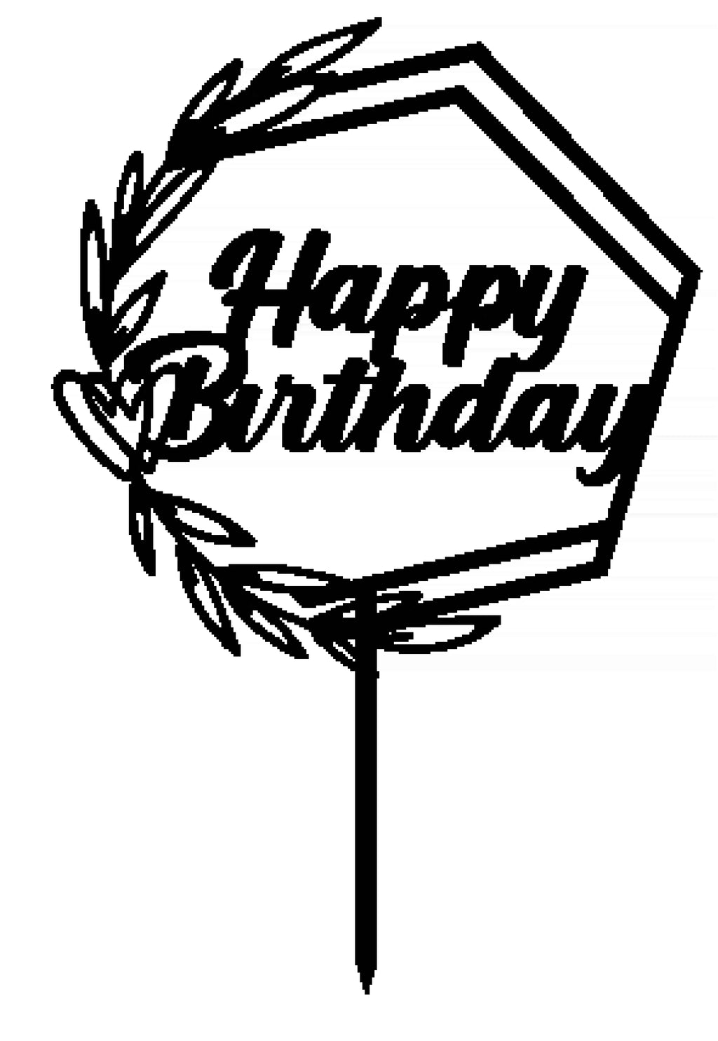 Happy Birthday - Leaf Arch - Cake Topper