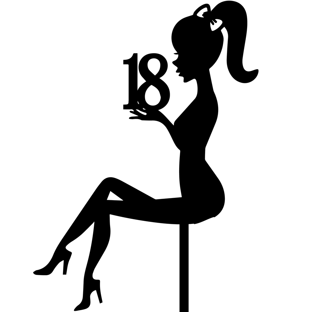 Elegant girl figure silhouette holding a cake topper, ideal for 18th birthday celebrations and special occasions.