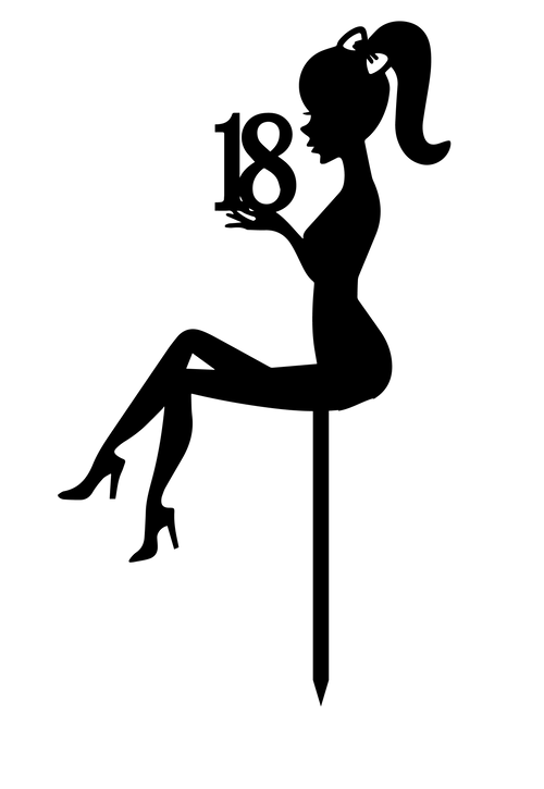 Elegant girl figure cake topper for 18th birthday celebrations, perfect addition to birthday cake.