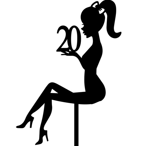 20th birthday girl figure cake topper, perfect for birthday celebrations and adding charm to birthday cake toppers.