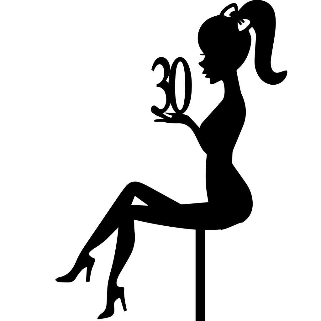 30th Birthday Girl Figure Cake Topper, perfect for birthday celebrations and adding charm to birthday cake decorations.